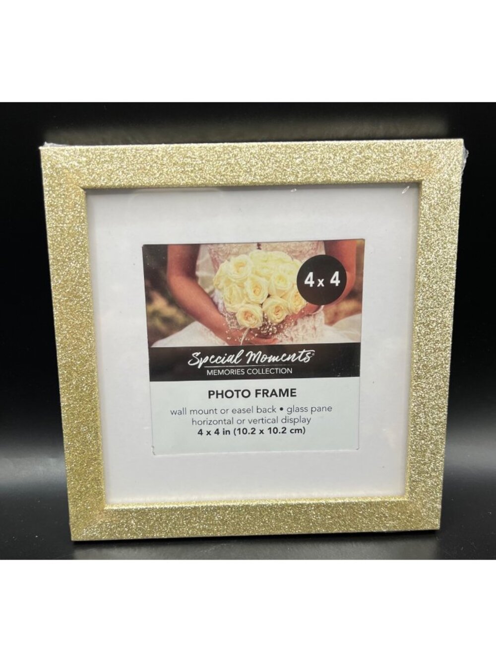 18 Special Moments 4x4 Glitter Gold Photo Frames Horizontal/Vertical Wedding Dec